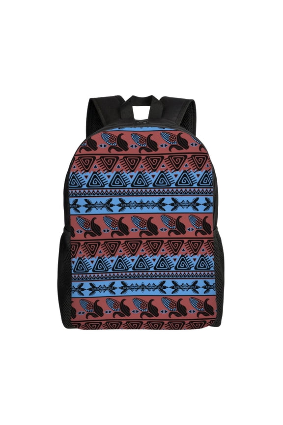 Vintage Corn Pattern in Red Blue Print School Backpack with Laptop Compartment Small Travel Laptop Backpack for Women Men Waterproof College Backpack Simple School Bag