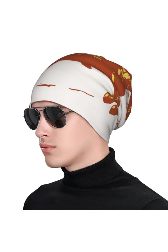 Vintage Cowboy On A Bronco Horse Print Beanie Knitted Hat for Men Women, Winter Fashion Knit Cuffed Caps Unisex