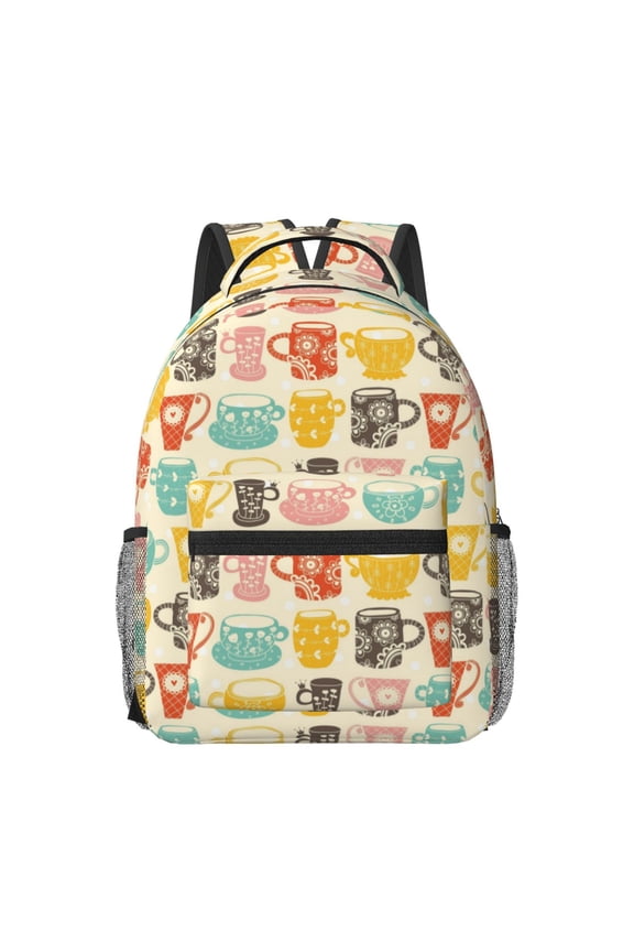 Vintage Cup Travel Backpack: A spacious, stylish computer backpack ideal for men and women, perfect for college, school, or daily travels
