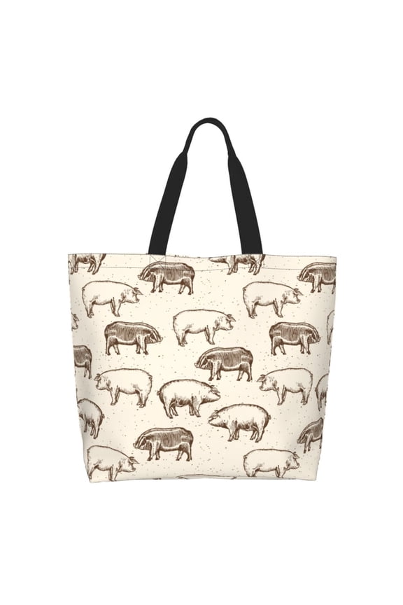 Vintage Farm Pigs for Tote Bag for Women, Tote Shoulder Bag with a littlw pocket and Handbag for Travel, Work