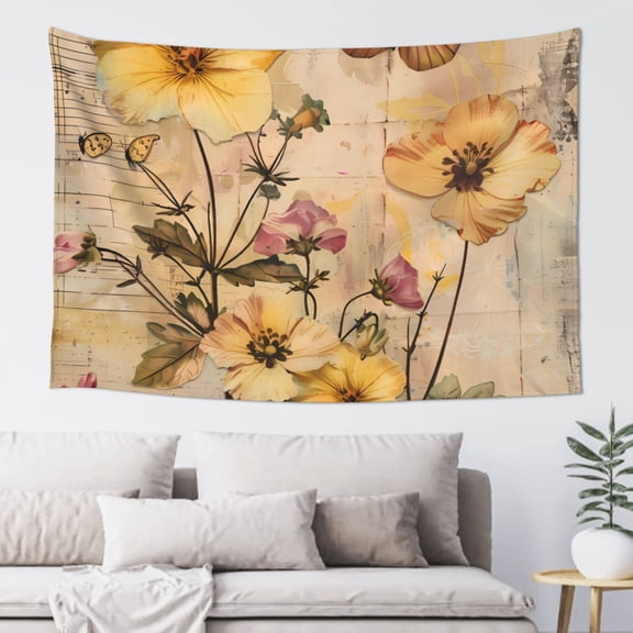 Xecao Vintage Floral Butterfly Collage Print Tapestry, Wall Hanging Room Funny Decor, Backdrop Room Decor for Bedroom Living Room dormitory