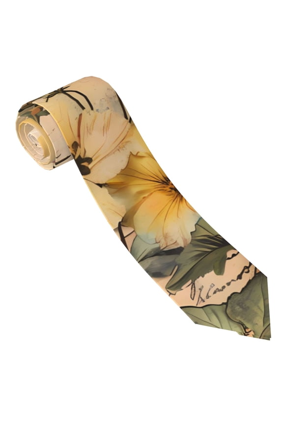 Vintage Floral Butterfly Collage Print Tie For Men Necktie Woven Jacquard Neck Ties,Classic Men's Tie