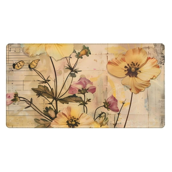 Xecao Vintage Floral Butterfly Collage for Waterproof Mouse Pad - Extended Contour Mouse Mat, Large Gaming Mousepad Laptop Keyboard Mat with Non-Slip Rubber Base