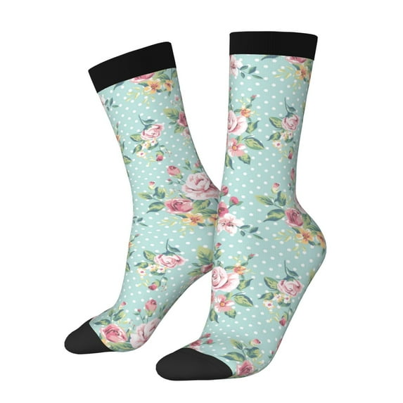 Xecao Vintage Floral Pattern Sport Socks for Women and Men Crew Socks Sporty Calf Socks Casual Socks