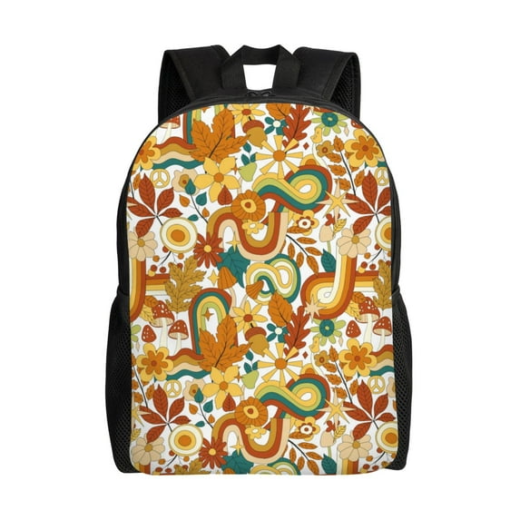 Xecao Vintage Floral Print School Backpack with Laptop Compartment Small Travel Laptop Backpack for Women Men Waterproof College Backpack Simple School Bag
