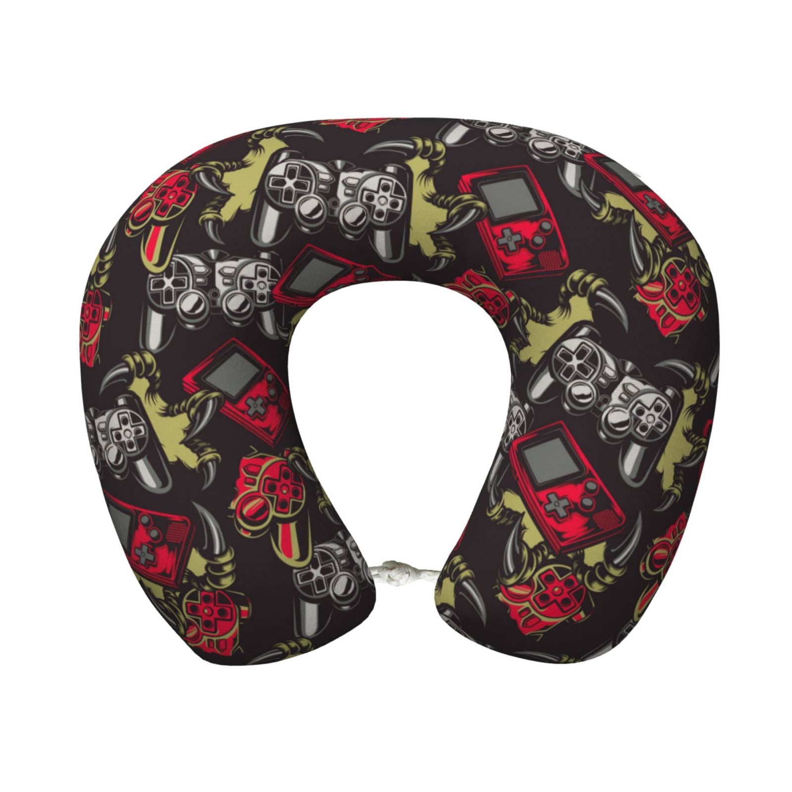 Xecao Vintage Gaming Print Memory Foam Cervical Neck Pillow Versatile U-Shaped Pillows for Home,Office,Camping,Travelling,Soft Washable Cover
