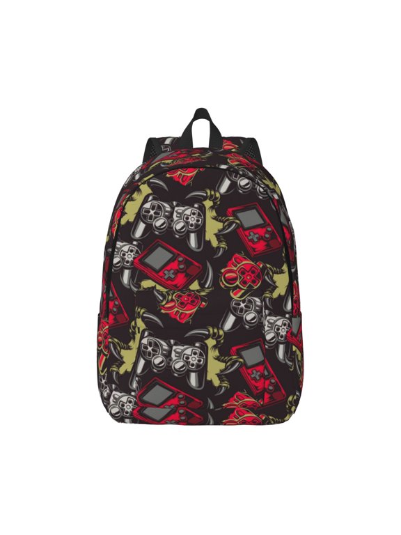 Vintage Gaming for Canvas College Laptop Backpack, Durable Rucksack Travel Notebook Bag School Backpack Book Bag for Men Women
