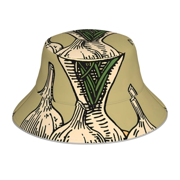 Xecao Vintage Garlic Bread Illustration Print Men and Women Night Reflective Hat Runner Cap Visor Bucket Hat Boonie Cap