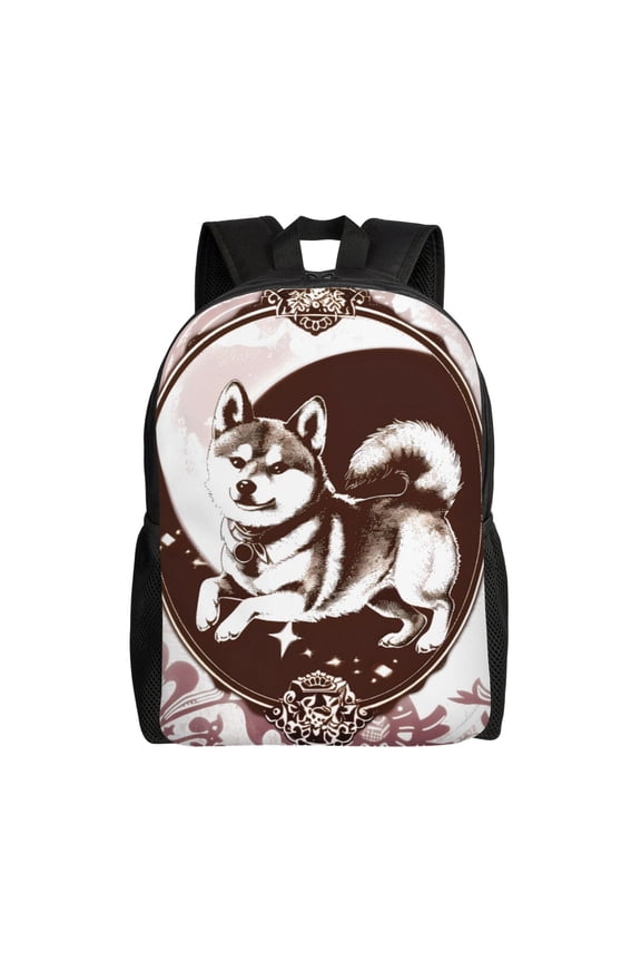 Vintage Husky Dog Print School Backpack with Laptop Compartment Small Travel Laptop Backpack for Women Men Waterproof College Backpack Simple School Bag