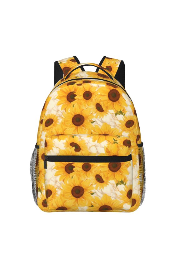 Vintage Marble Pattern Sunflower Backpack, a stylish and functional choice for both men and women, is the perfect basic bookbag for college, work, or travel
