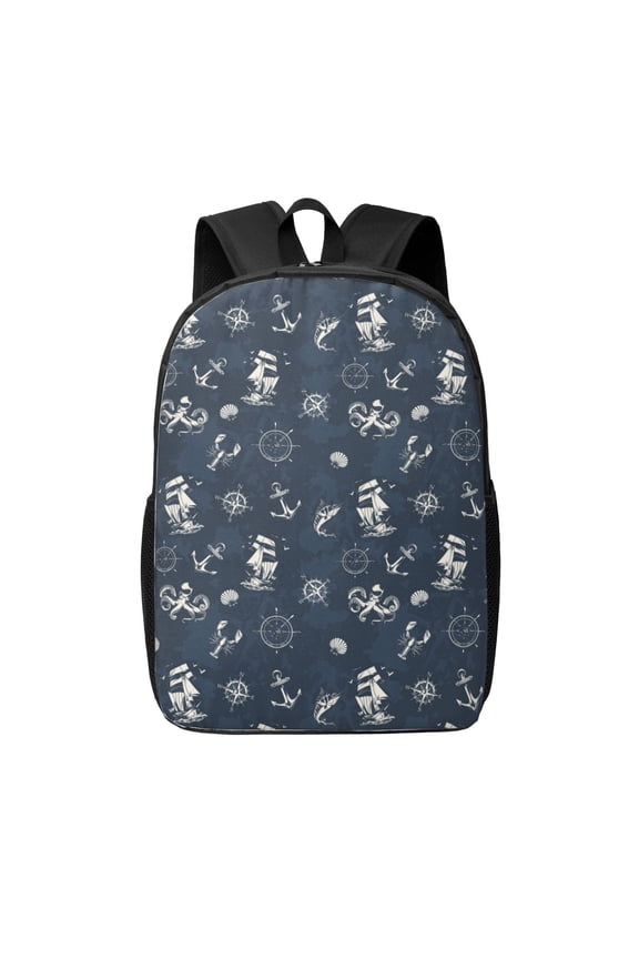 Vintage Marine print Travel Backpack, Large Computer Backpack for Men Women, College School Rucksack Book Bag
