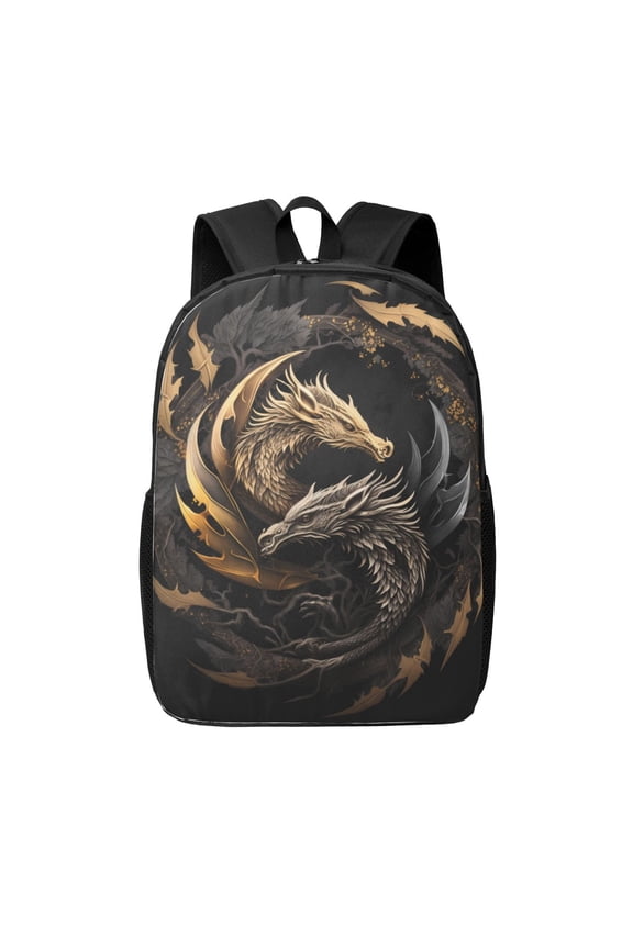 Vintage Metal Dragon print Travel Backpack, Large Computer Backpack for Men Women, College School Rucksack Book Bag