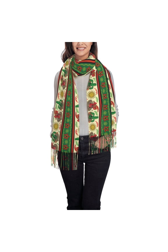 Vintage Mexican Pattern Womens Winter Scarf Fall Scarf Oversized Large Scarf for Women Warm Shawl Wrap