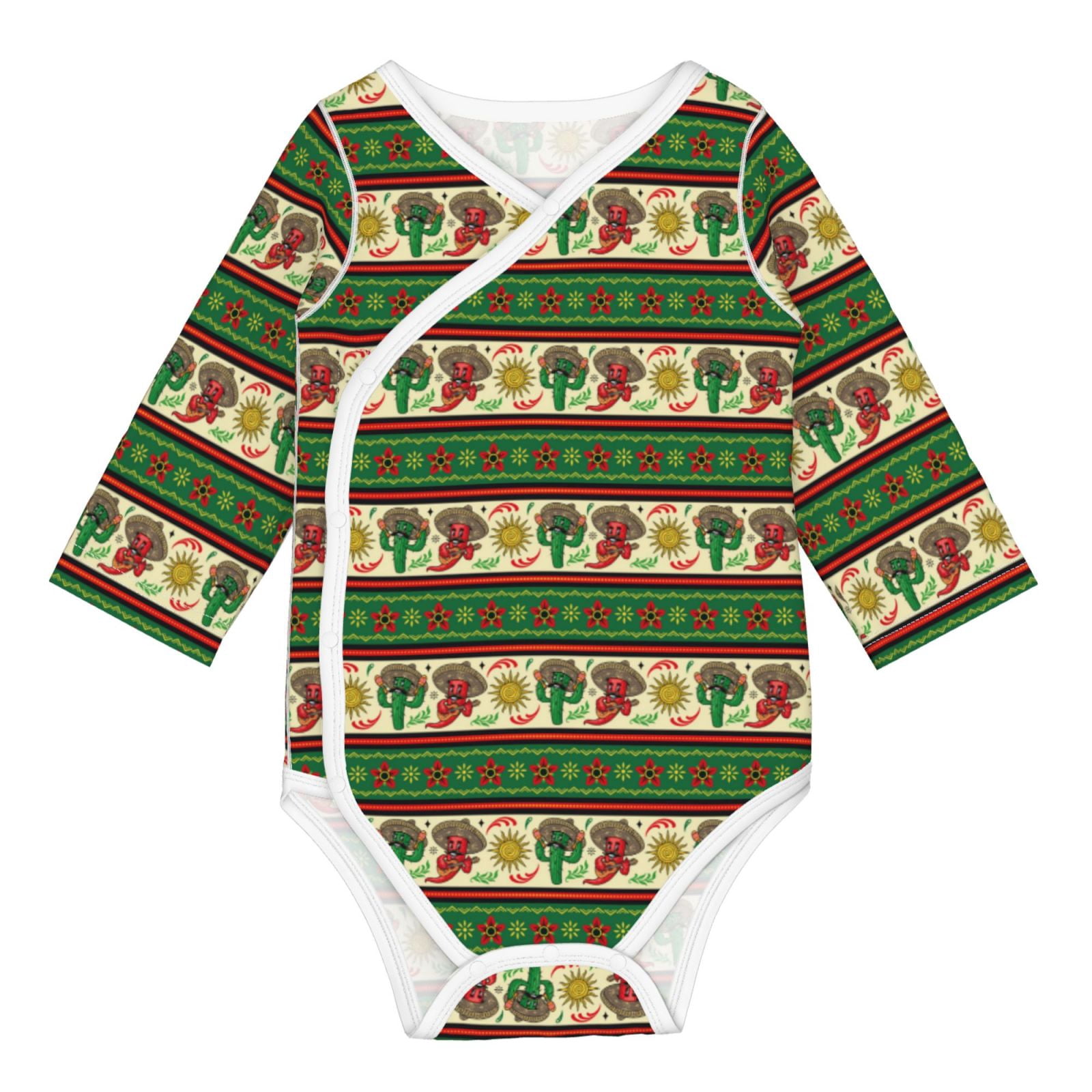 Xecao Vintage Mexican Print Baby unisex-baby Cotton Long-sleeve Bodysuits-6 Months
