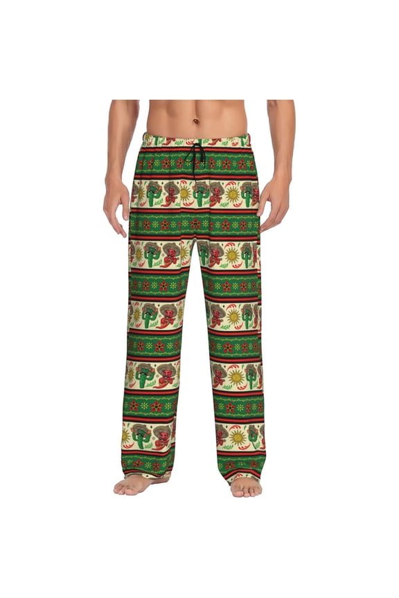 Vintage Mexican Print Men's Straight Lounge Pajama Pants - The Ultimate in Comfortable Sleepwear-Large