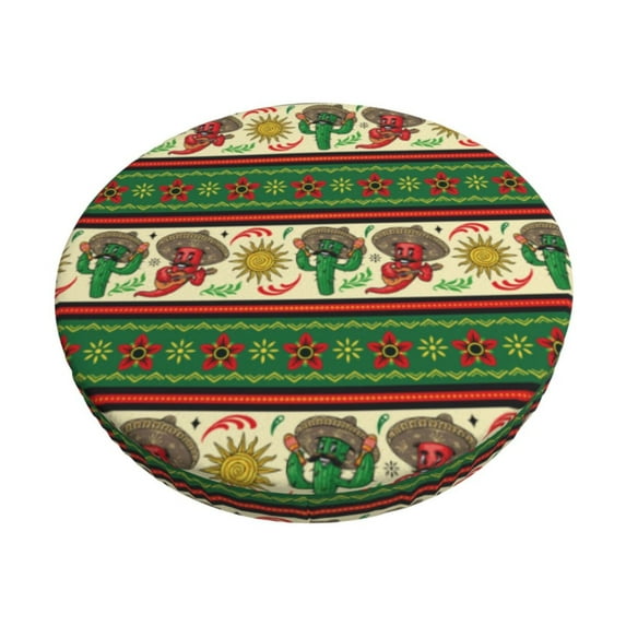 Xecao Vintage Mexican Print Stool Covers Offer Stylish, Washable Protection for PU Round Bar Stools, Perfect for Home or Commercial Use.-12 inch