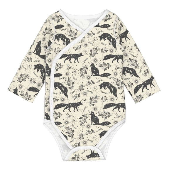Xecao Vintage Moon Fox Print Baby unisex-baby Cotton Long-sleeve Bodysuits-3 Months