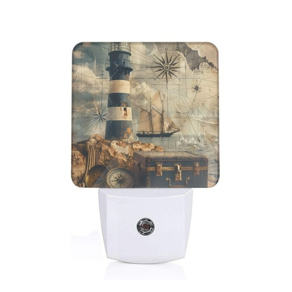 Xecao Vintage Nautical Lighthouse for Night Light - a Wall-mounted LED Fixture with A Dusk-to-dawn Sensor, Ideal for Bedrooms, Bathrooms, Hallways, and Kitchens-US