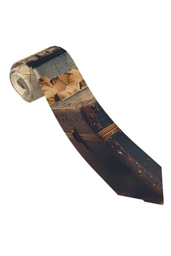 Vintage Nautical Lighthouse Print Tie For Men Necktie Woven Jacquard Neck Ties,Classic Men's Tie