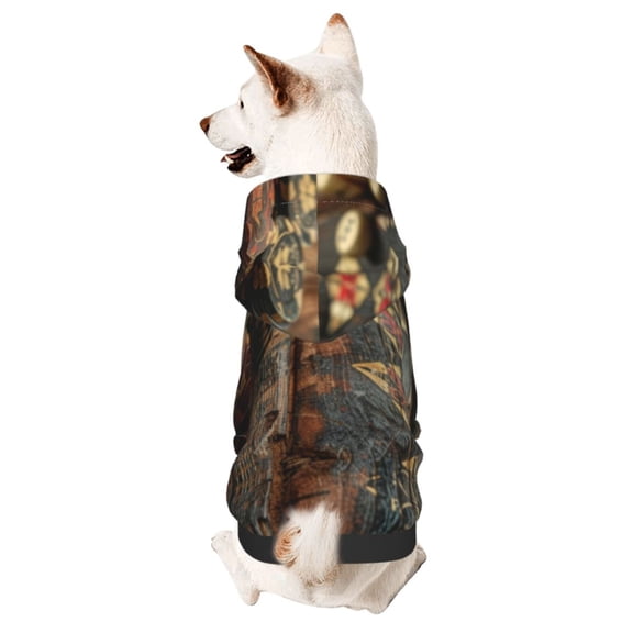 Xecao Vintage Poker Chips Pattern Sweatshirts Winter Pet Dog Hoodie Puppy Coat Dog Sweaters Dog Clothes with Hat Dog Clothes Costume Outfit,Small Pets Wear-Small