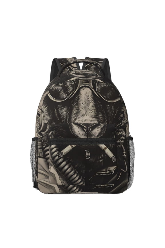 Vintage Ram Pilot Print Casual Backpack: A Computer Backpack Ideal for Men and Women, Perfect for College, School, or Daily Travels-One Size