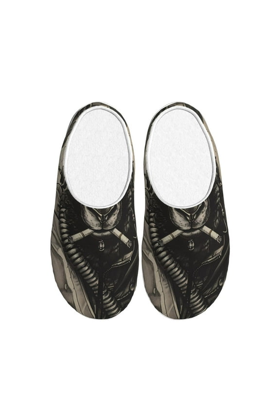 Vintage Ram Pilot Print Cotton Slippers Fuzzy Warm Cozy Slippers Non Slip House Slippers For Indoor Outdoor Cotton Slippers House Slippers-13