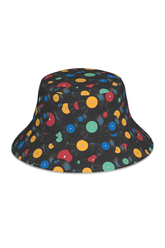 Vintage Records Print Men and Women Night Reflective Hat Runner Cap Visor Bucket Hat Boonie Cap