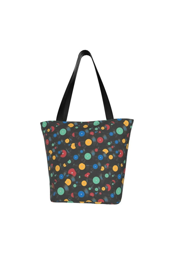 Vintage Records for Tote Bag for Women -Tote Shoulder Bag with A Little Pocket Inside, Perfect for Travel and Work.