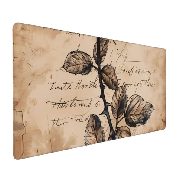 Xecao Vintage Rose Botanical Art Print Large Mouse Pad, 16x35.5in Mousepad, Professional Non-Slip Rubber Base Big Mouse Pad, Mouse Pad for Gaming & Office Full Desk Mouse Pad
