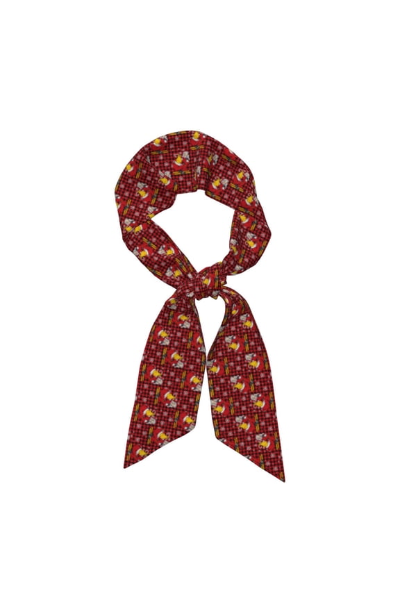 Vintage Santa Skiing Red Plaid Pattern Large Satin Head Scarf - Satin Hair Scarves Silk Bandana Scarf Headscarf Silk Feeling Scarf for Women