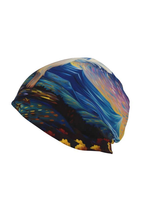 Vintage Starry Sky Puppy Print Knit Hat,Winter Beanie for Men Women, Beanie Soft Warm Ski Stocking Cuffed Cap