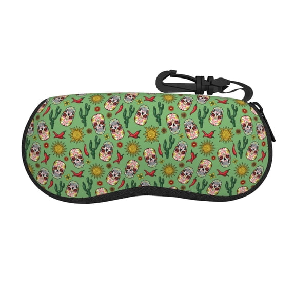 Xecao Vintage Sugar Skull for Eyeglass Case Soft Shell, Portable Sunglass Case, Fashionable Eyeglass Case with Zipper, Lightweight