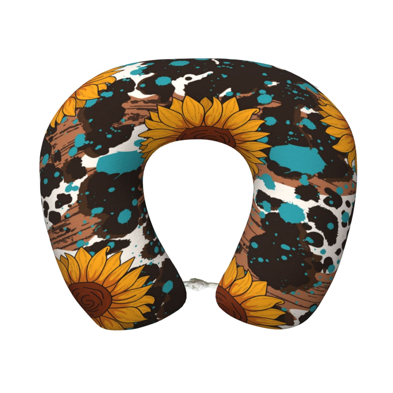 Xecao Vintage Sunflowes Print Memory Foam Cervical Neck Pillow Versatile U-Shaped Pillows for Home,Office,Camping,Travelling,Soft Washable Cover