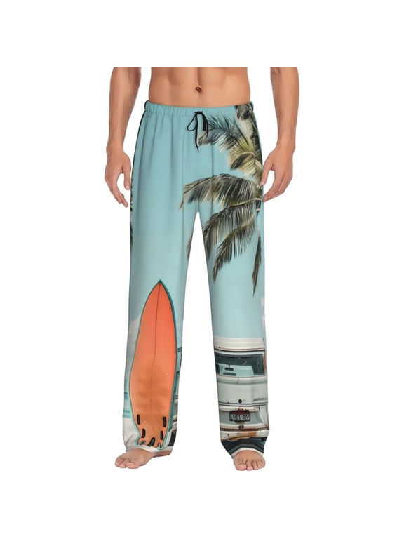 Vintage Surf Van Beach Print Men's Straight Lounge Pajama Pants - The Ultimate in Comfortable Sleepwear-