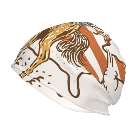 Xecao Vintage Wild West Cowboy Print Knit Hat,Winter Beanie for Men Women, Beanie Soft Warm Ski Stocking Cuffed Cap