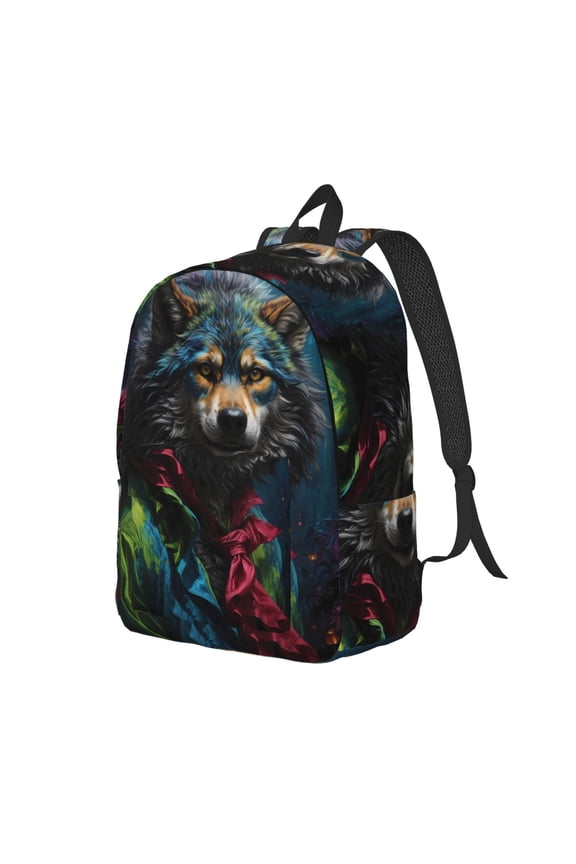 Vintage Wolf Warrior Canvas College Laptop Backpack, a durable rucksack designed for both men and women, ideal for travel, school, and daily use-Small