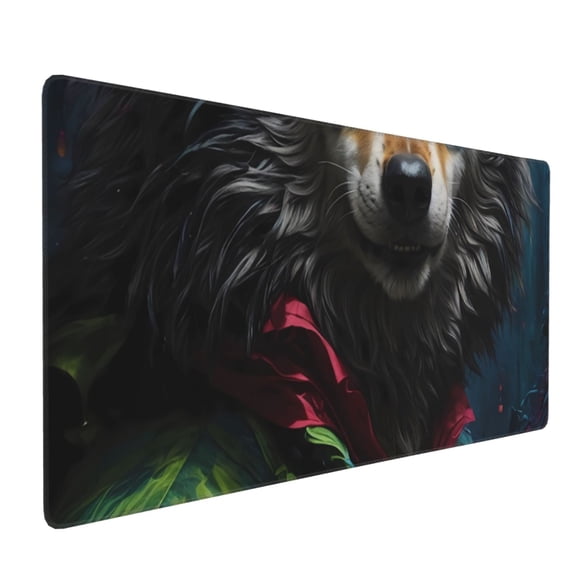 Xecao Vintage Wolf Warrior Print Large Mouse Pad, 16x35.5in Mousepad, Professional Non-Slip Rubber Base Big Mouse Pad, Mouse Pad for Gaming & Office Full Desk Mouse Pad