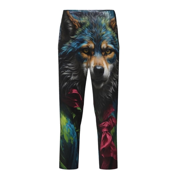 Xecao Vintage Wolf Warrior Print Teenagers' Pajama Pants Long Sleep Pants Soft Elastic Waist Pajama Bottoms Elastic waist with 2 Pockets 5-16 Years-XS(5-6)