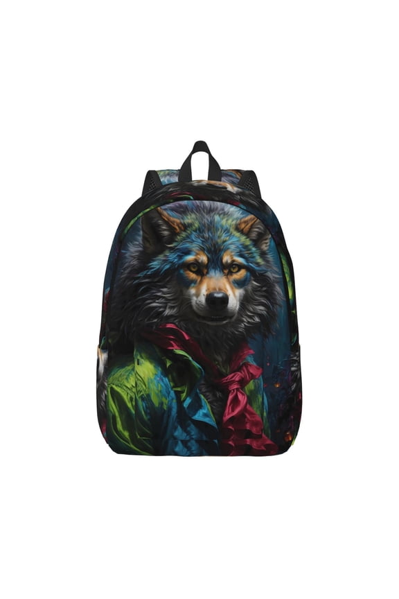 Vintage Wolf Warrior for Canvas College Laptop Backpack, Durable Rucksack Travel Notebook Bag School Backpack Book Bag for Men Women