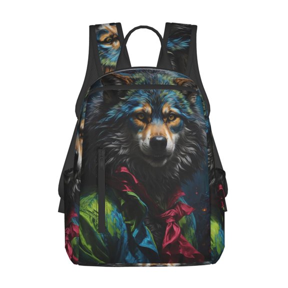 Xecao Vintage Wolf Warrior print Backpack For women men Aesthetic Lightweight Travel Daypack Simple Cute Backpack For Bookbag