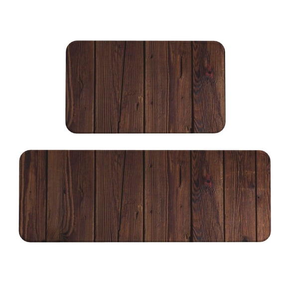 Xecao Vintage Wood Patten Kitchen Rugs and Mats Sets,2 Pieces Non-Slip Washable Rugs, Kitchen Mat for Floor,Suit for Kitchen Decor and Accessories