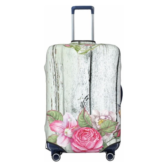 Xecao Vintage Wood with Floral print Elastic Luggage Cover, with double-sided print , is perfect for travel, business, and daily use
