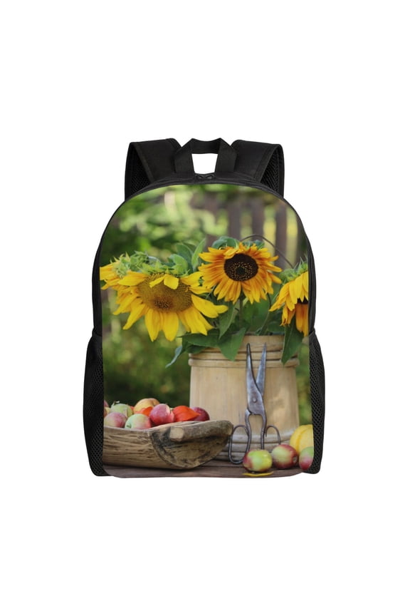 Vintage Wooden Bucket Print School Backpack with Laptop Compartment Small Travel Laptop Backpack for Women Men Waterproof College Backpack Simple School Bag