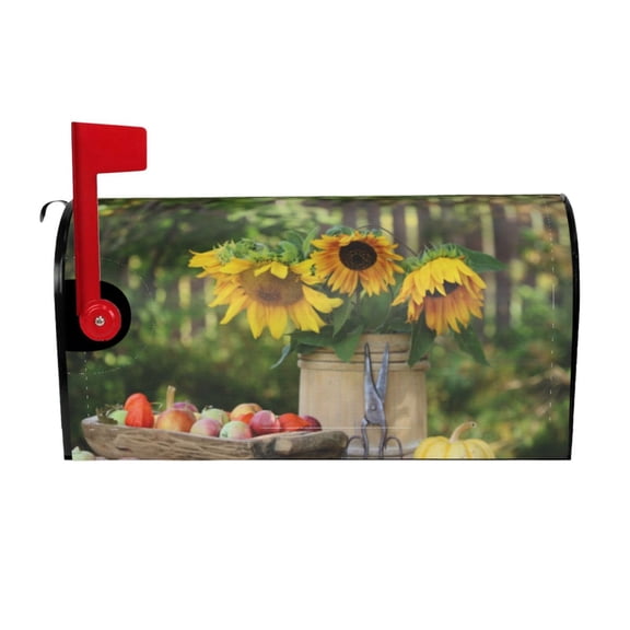 Xecao Vintage Wooden Bucket for Mailbox Cover with Magnetic Strips, Waterproof and Sunscreen, Adds a Decorative Touch to Your Garden Yard.