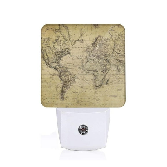 Xecao Vintage World Map for Night Light - a Wall-mounted LED Fixture with A Dusk-to-dawn Sensor, Ideal for Bedrooms, Bathrooms, Hallways, and Kitchens-US