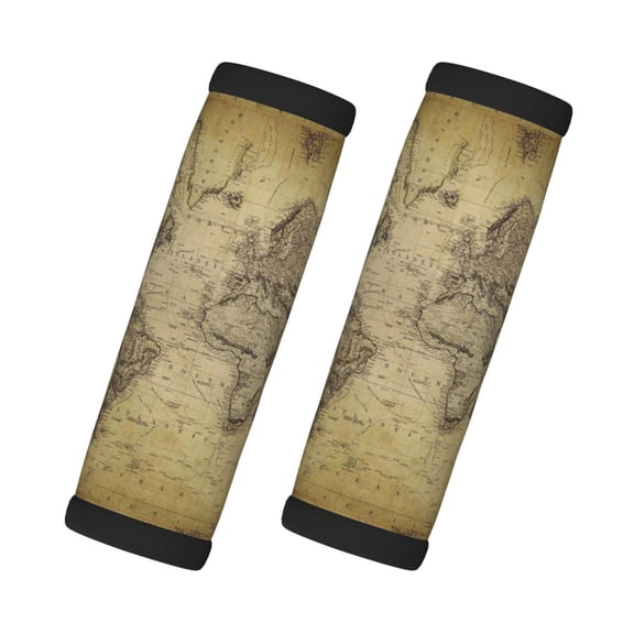 Xecao Vintage World Map Print 2 Pack Luggage Handles Wrap Grips Identifiers Bright Luggage Markers, Unique Travel Essentials,Bright Luggage Markers