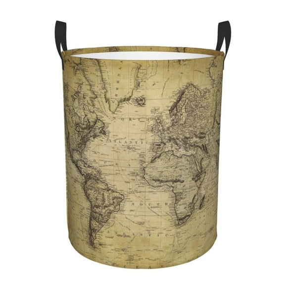 Xecao Vintage World Map Print Laundry Hamper Basket,designed for Blanket Storage and Nursery Clothes in the Bedroom
