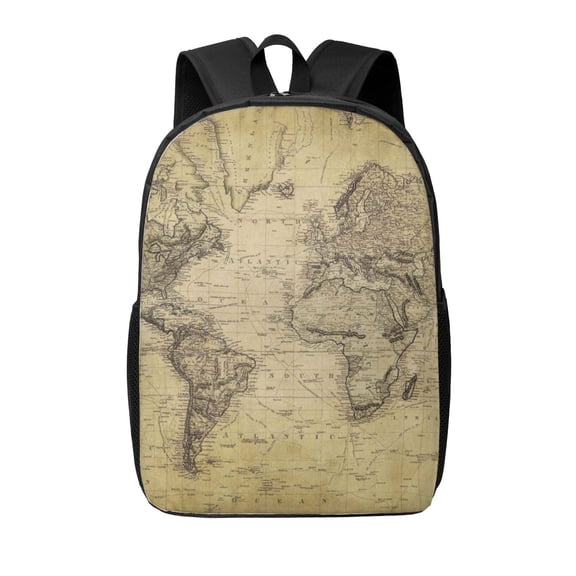 Xecao Vintage World Map print Travel Backpack, Large Computer Backpack for Men Women, College School Rucksack Book Bag