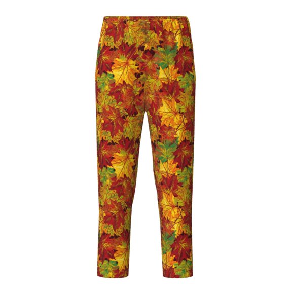 Xecao Vintage maple leaf autumn Print Teenagers' Pajama Pants Long Sleep Pants Soft Elastic Waist Pajama Bottoms Elastic waist with 2 Pockets 5-16 Years-Small