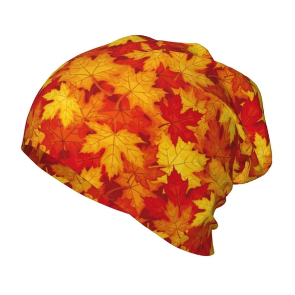 Xecao Vintage maple leaves autumn Print Beanie Hat Toddler Girls Boys, Baby Hats Winter Warm Knitted Thermal, Kids Winter Caps